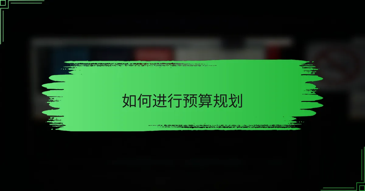 如何进行预算规划